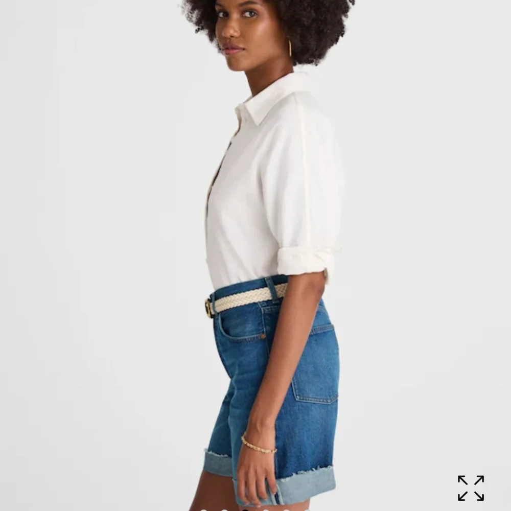 Madewell Women's Long Baggy Cuffed Jean Shorts in Mifflin Wash Sz 30